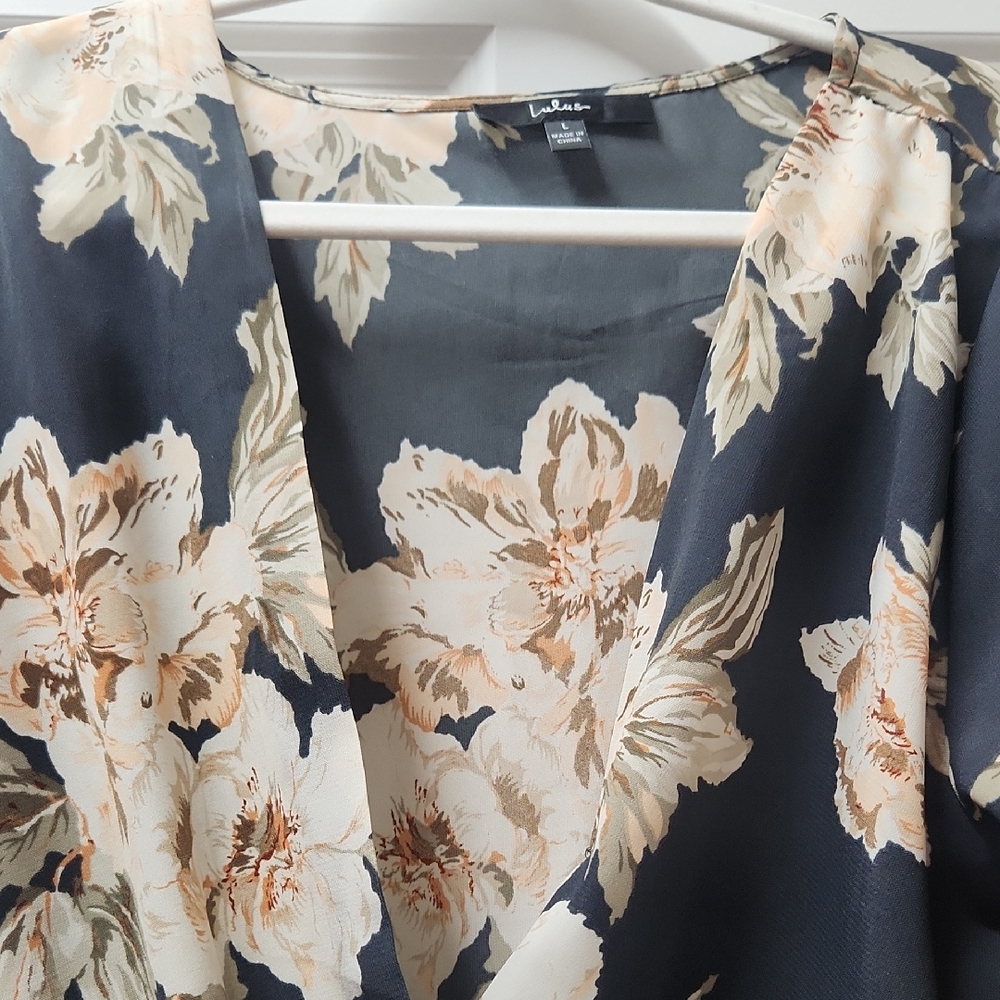Lulu's Black Floral Long Sleeve Dress - Picture 3 of 3
